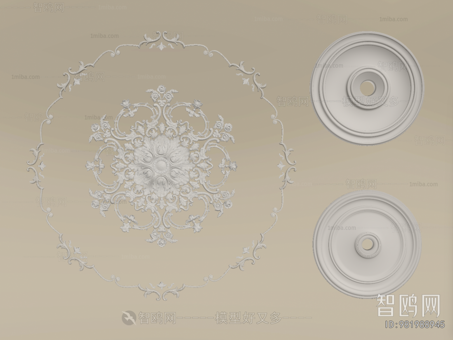 French Style Plaster Carved Top Plate