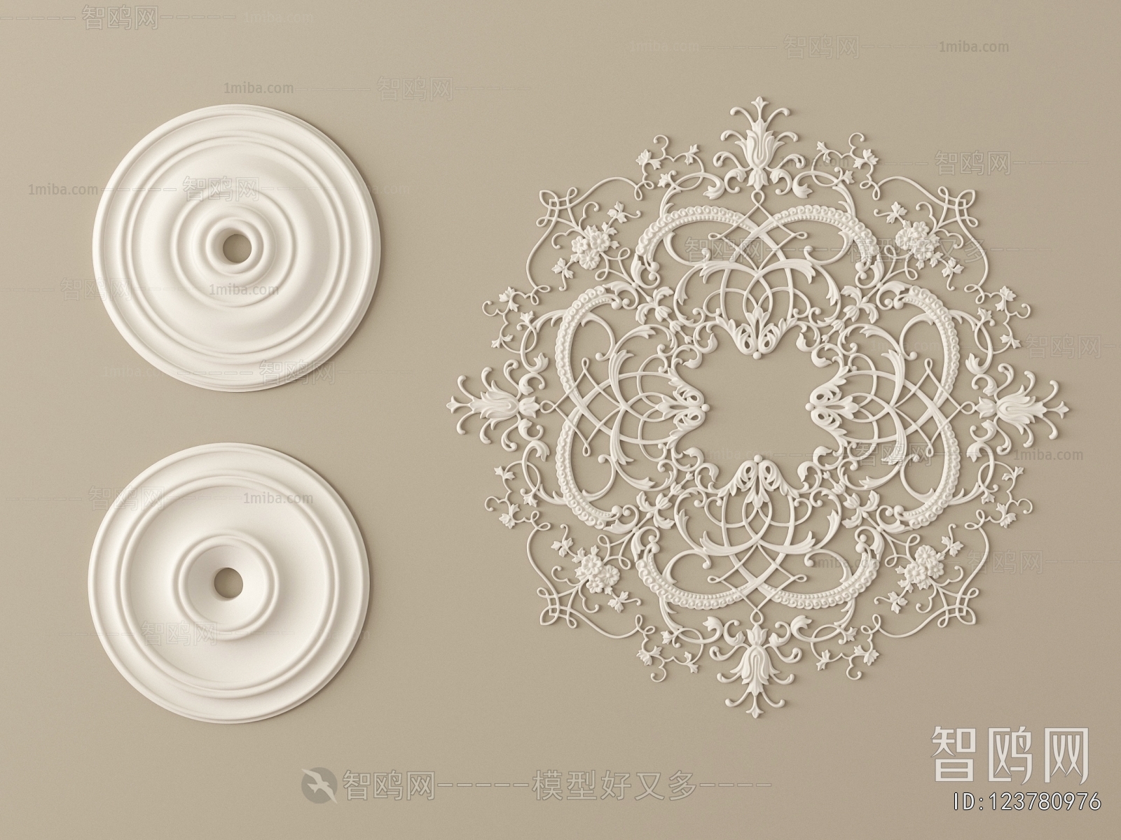 European Style Plaster Carved Top Plate