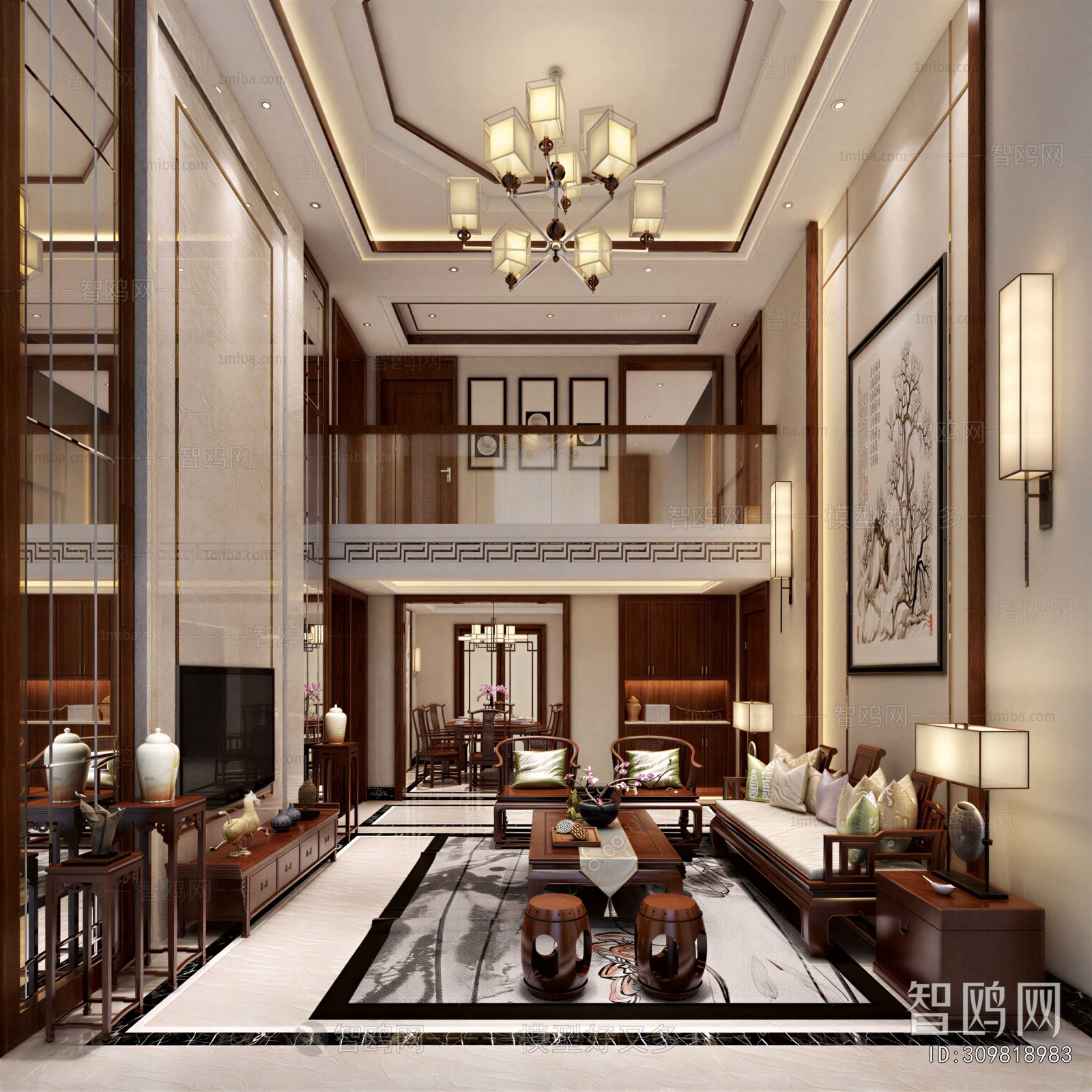 New Chinese Style A Living Room