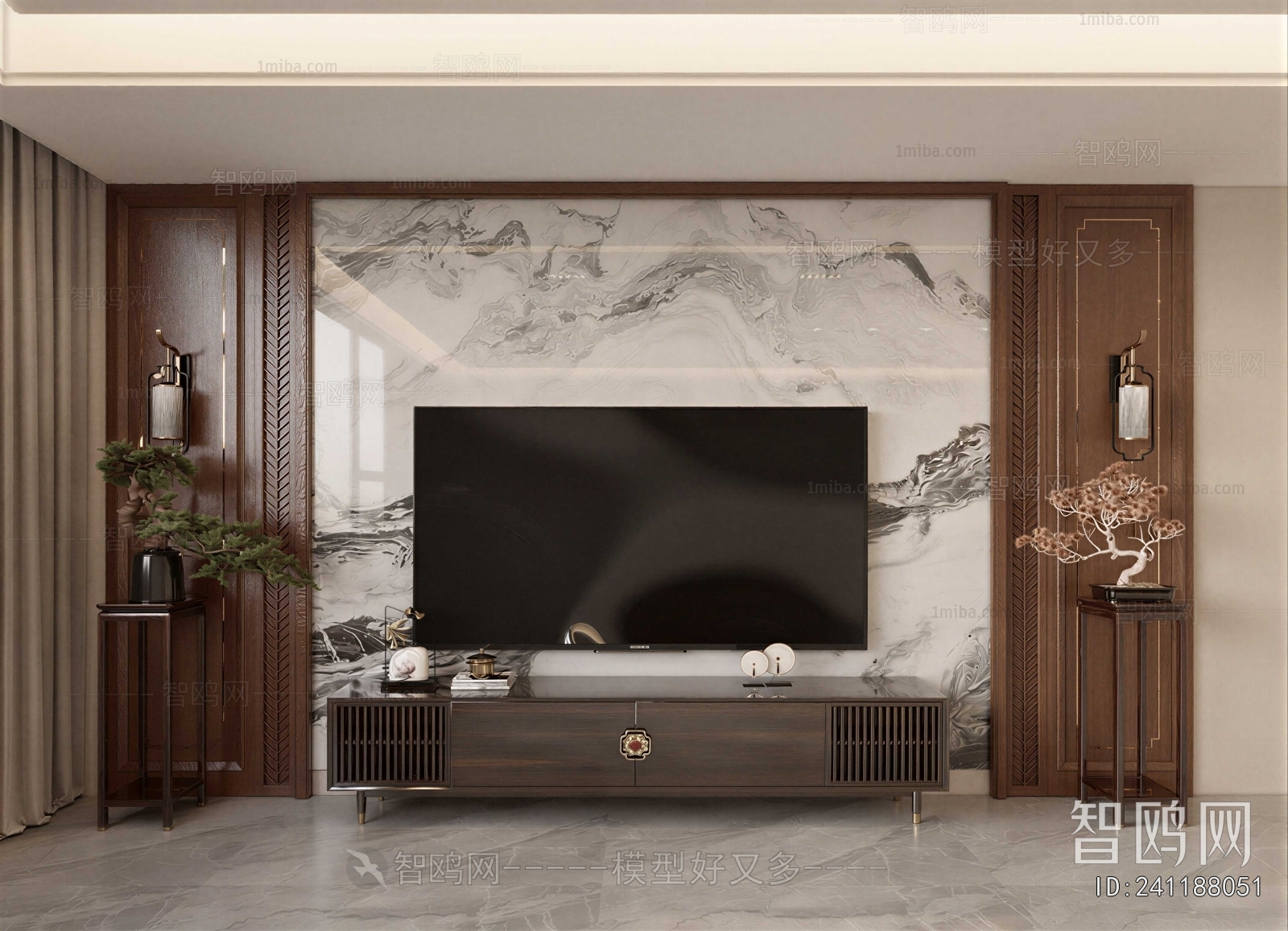 New Chinese Style TV Wall