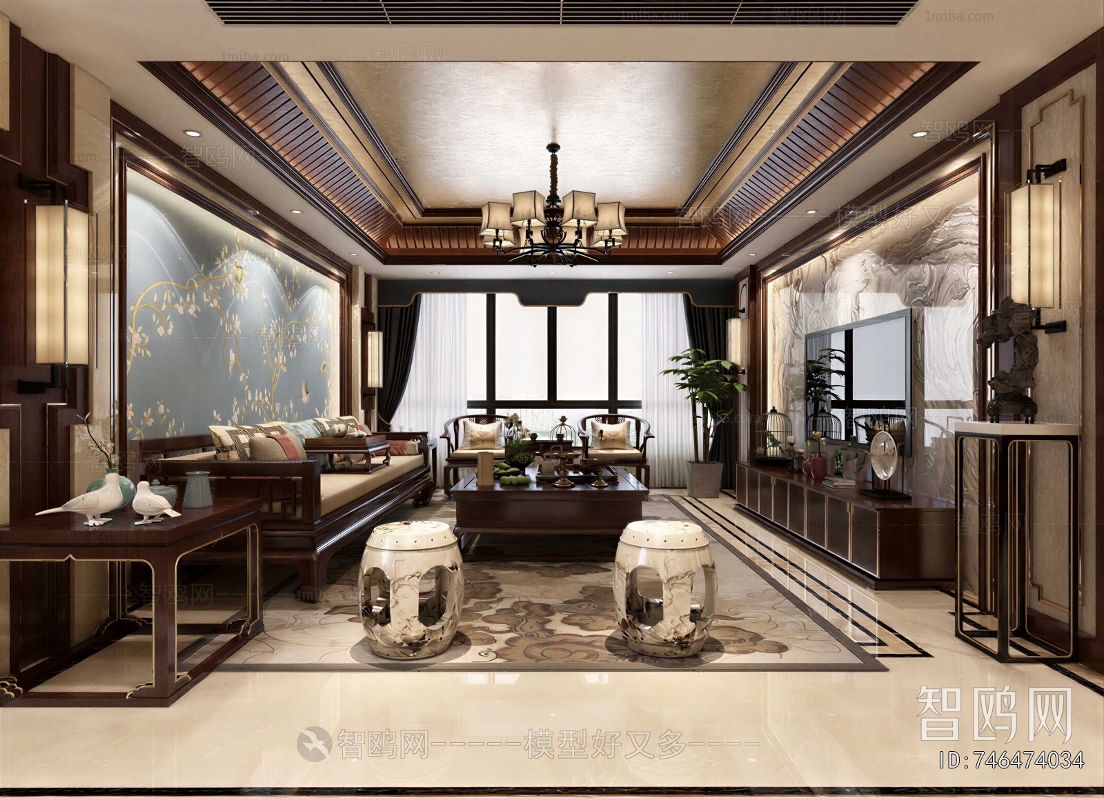 New Chinese Style A Living Room