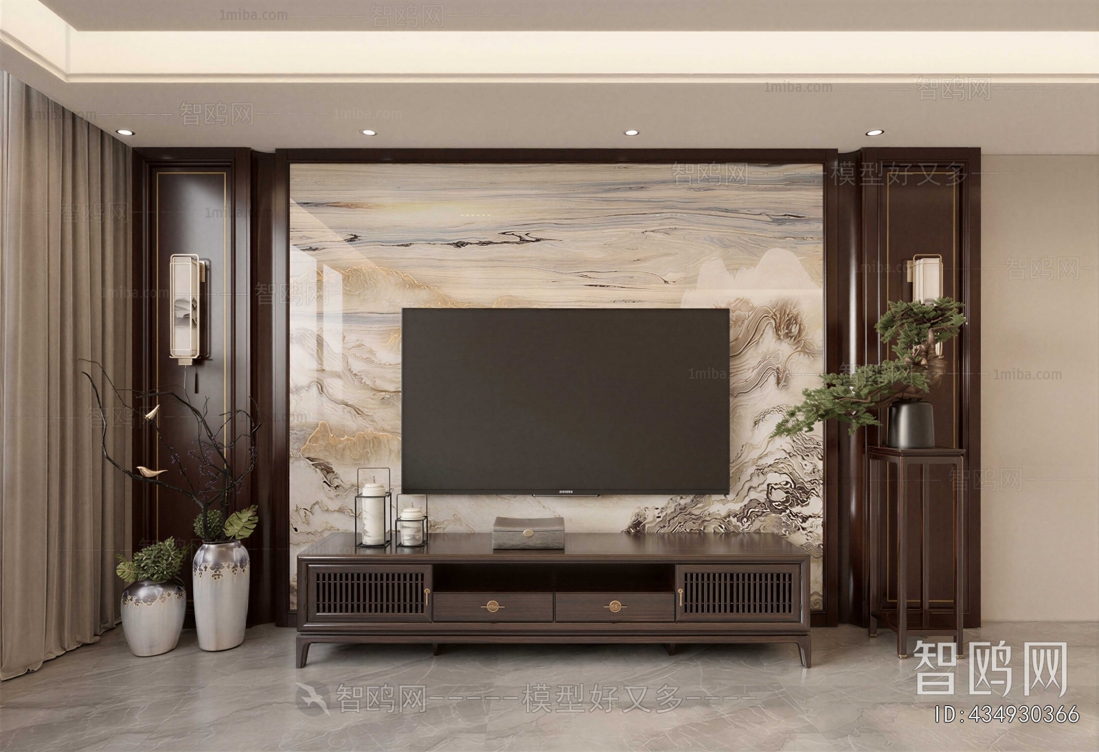 New Chinese Style TV Wall