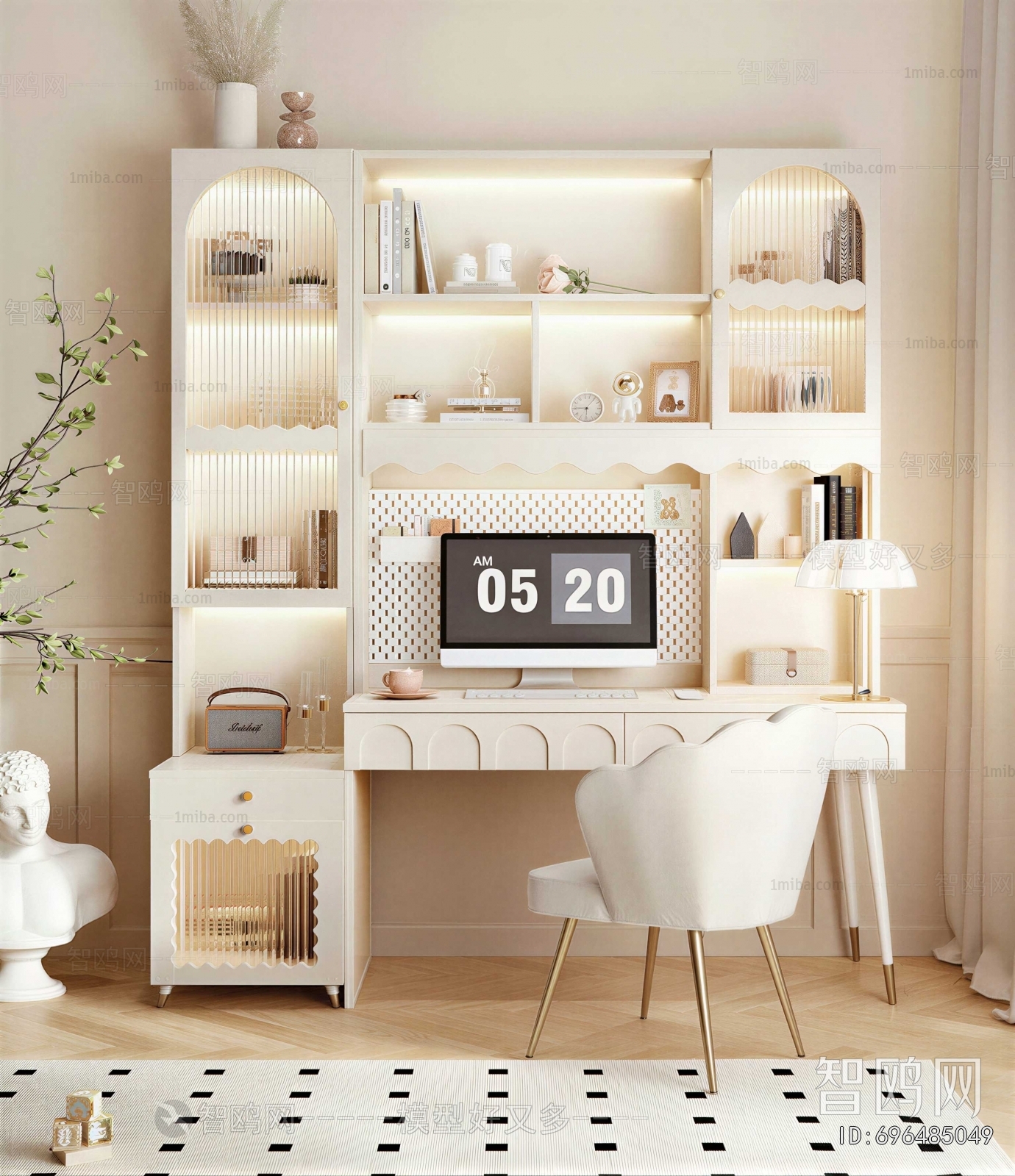 Simple European Style Computer Desk And Chair