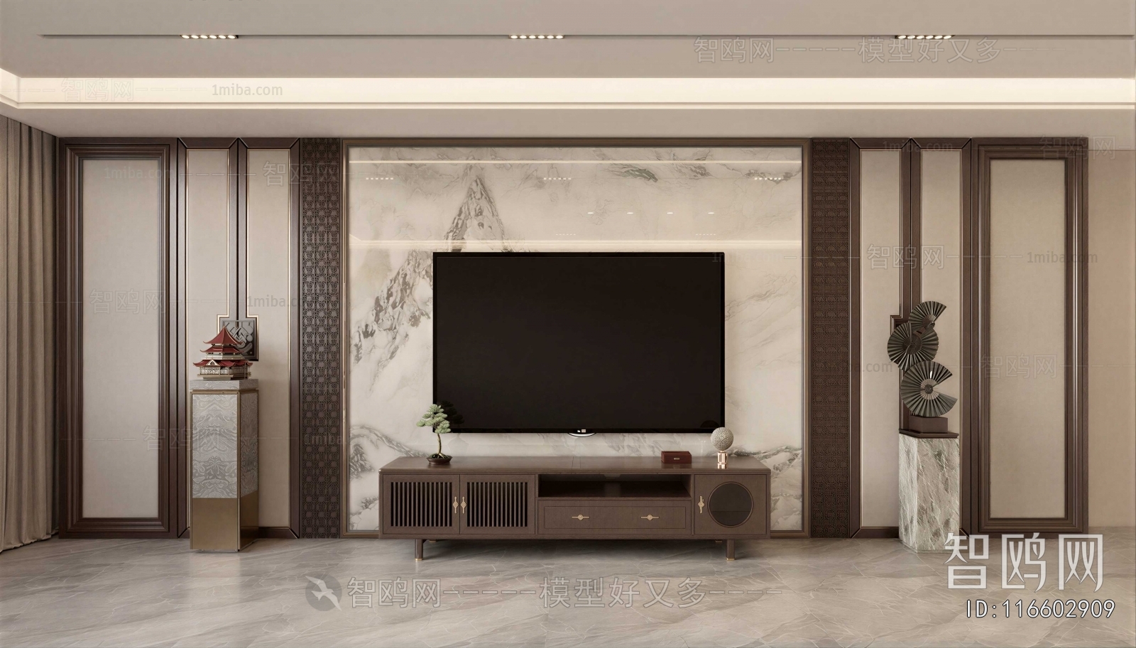 New Chinese Style TV Wall