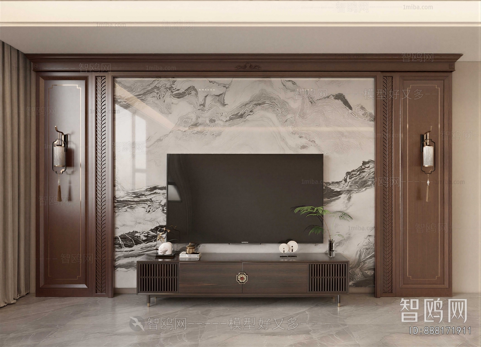 New Chinese Style TV Wall