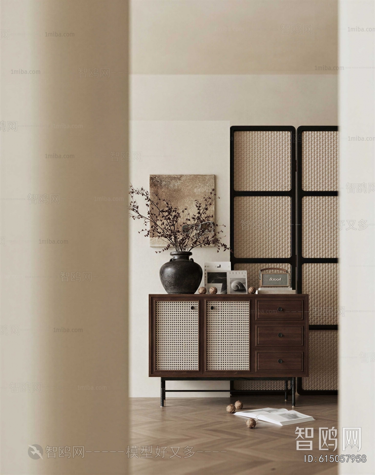 Wabi-sabi Style Shoe Cabinet