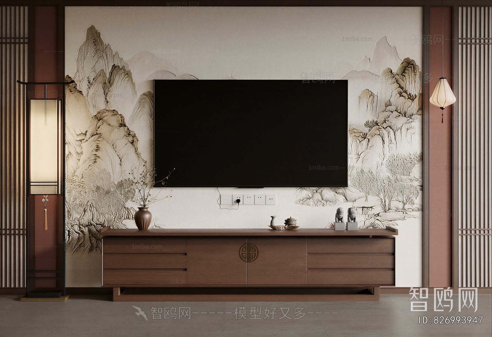 New Chinese Style TV Wall