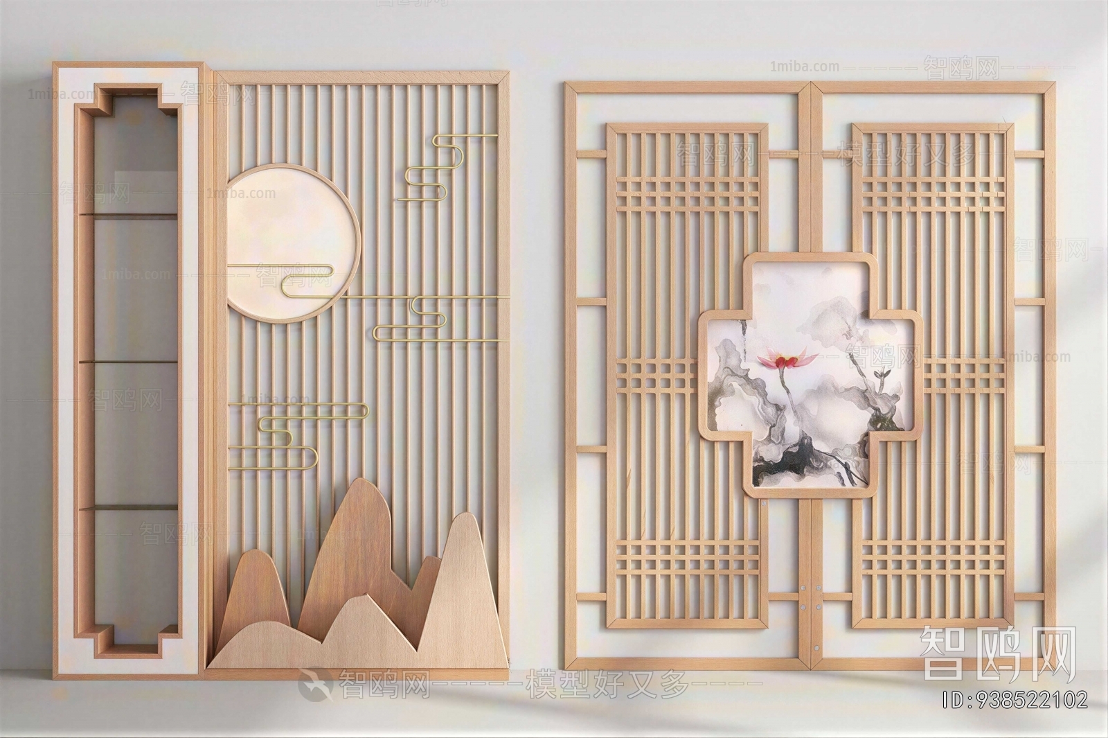 New Chinese Style Wooden Screen Partition