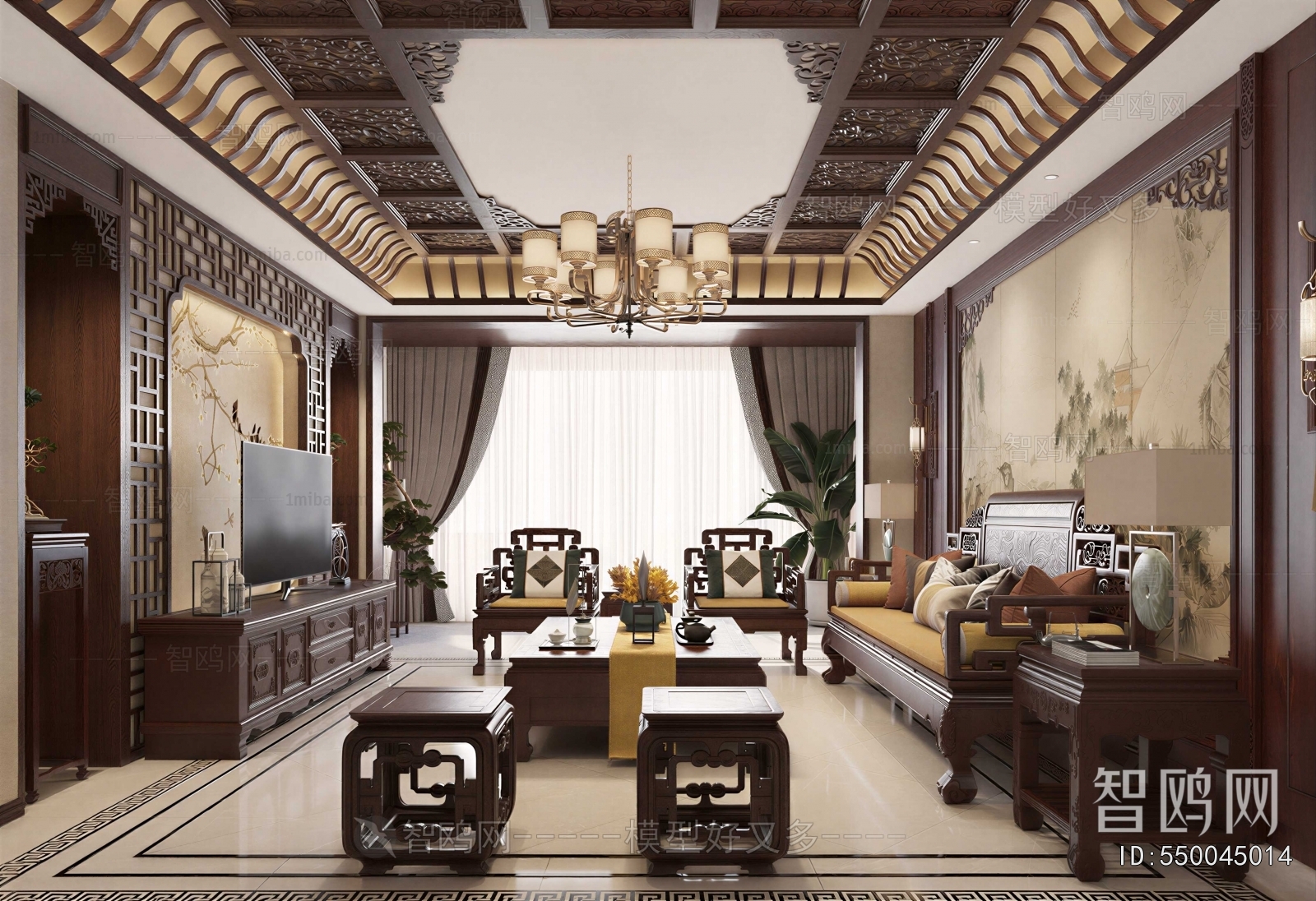 New Chinese Style A Living Room