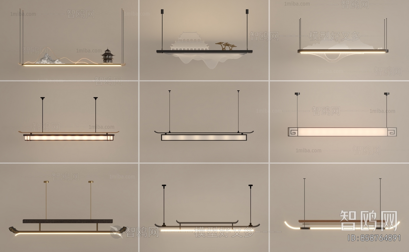 New Chinese Style Long Chandelier