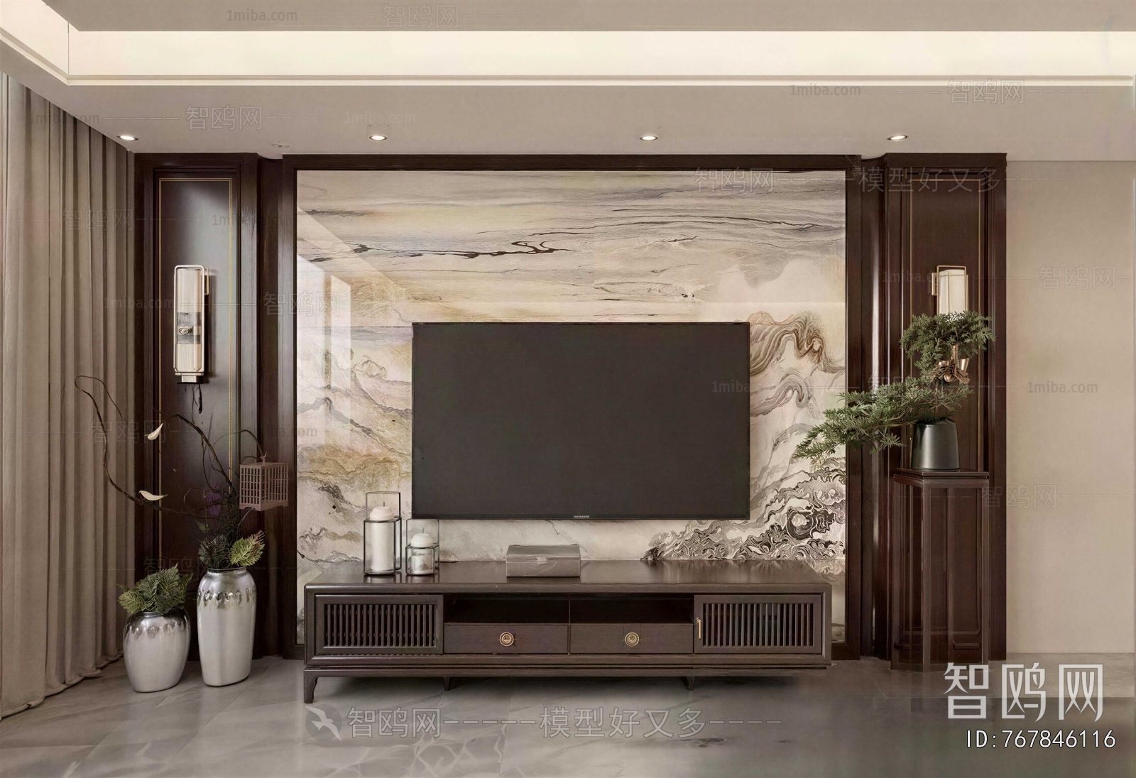 New Chinese Style TV Wall