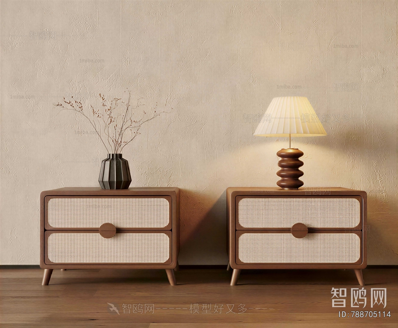 Wabi-sabi Style Bedside Cupboard