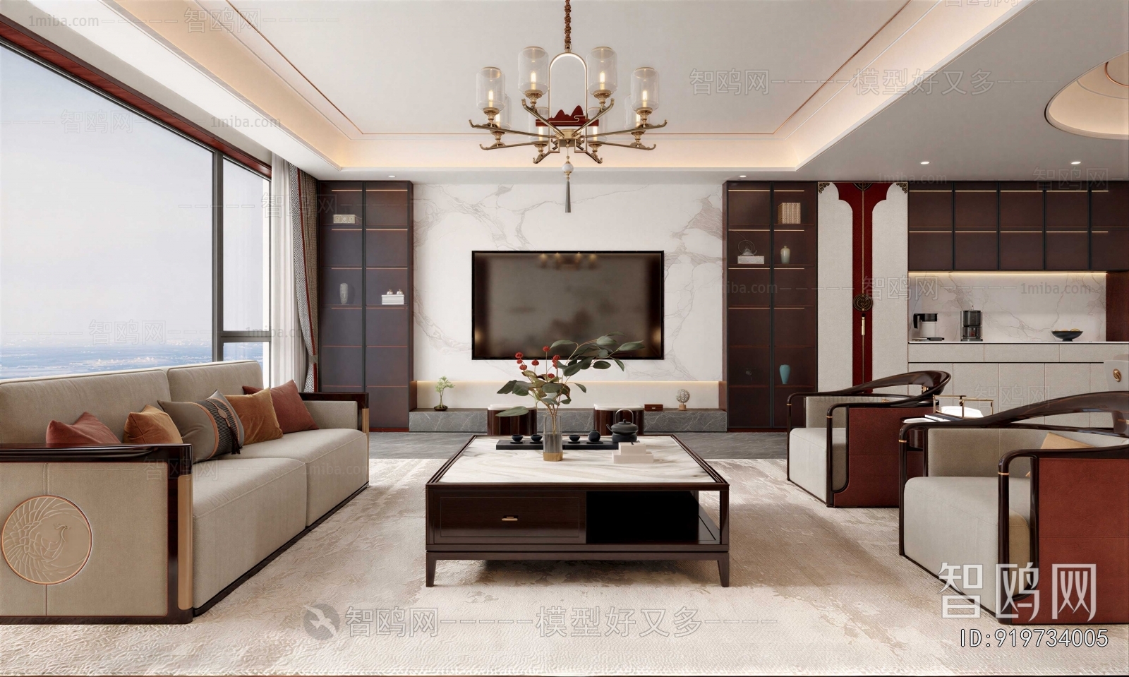 New Chinese Style A Living Room