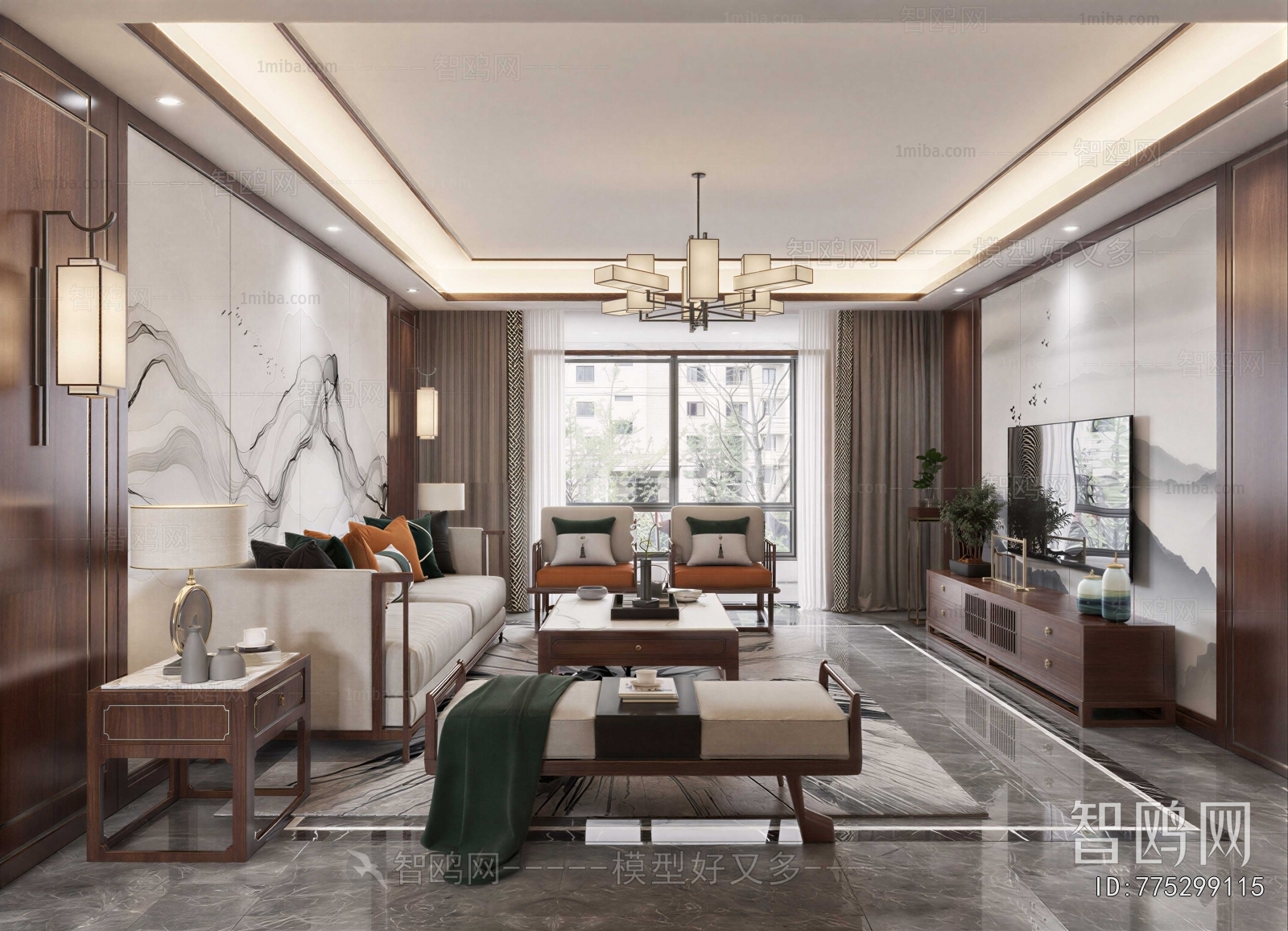 New Chinese Style A Living Room