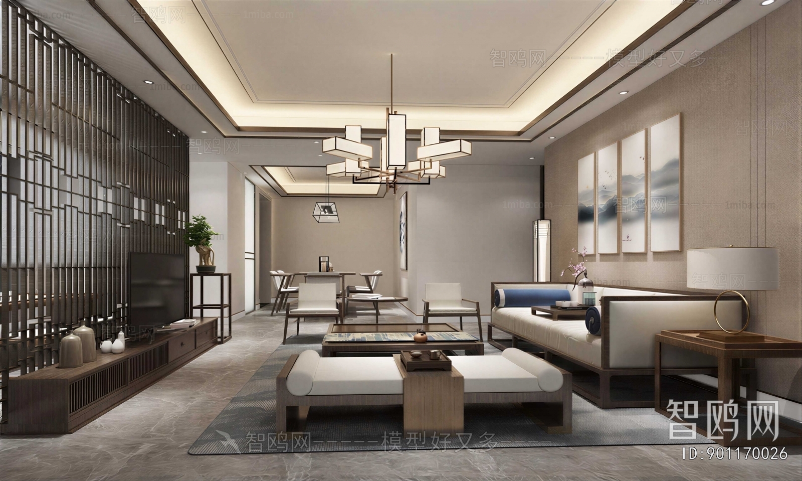 New Chinese Style A Living Room