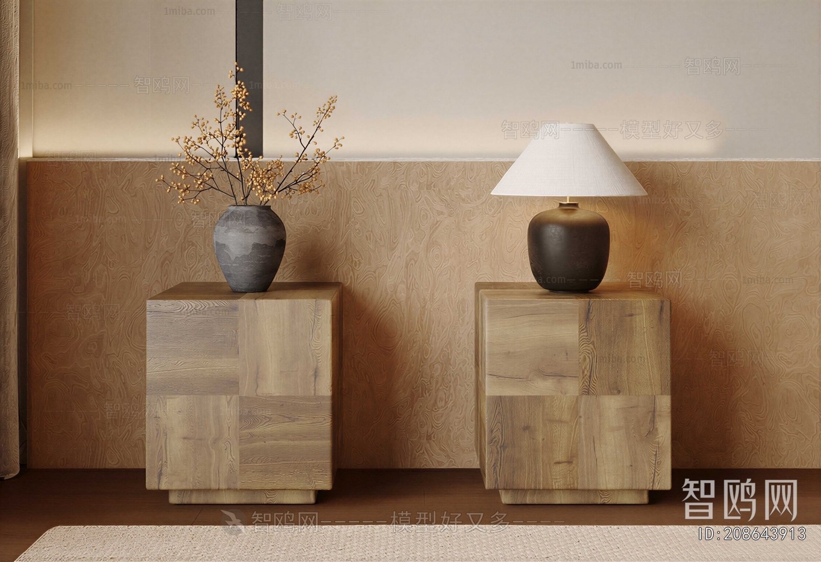 Wabi-sabi Style Bedside Cupboard