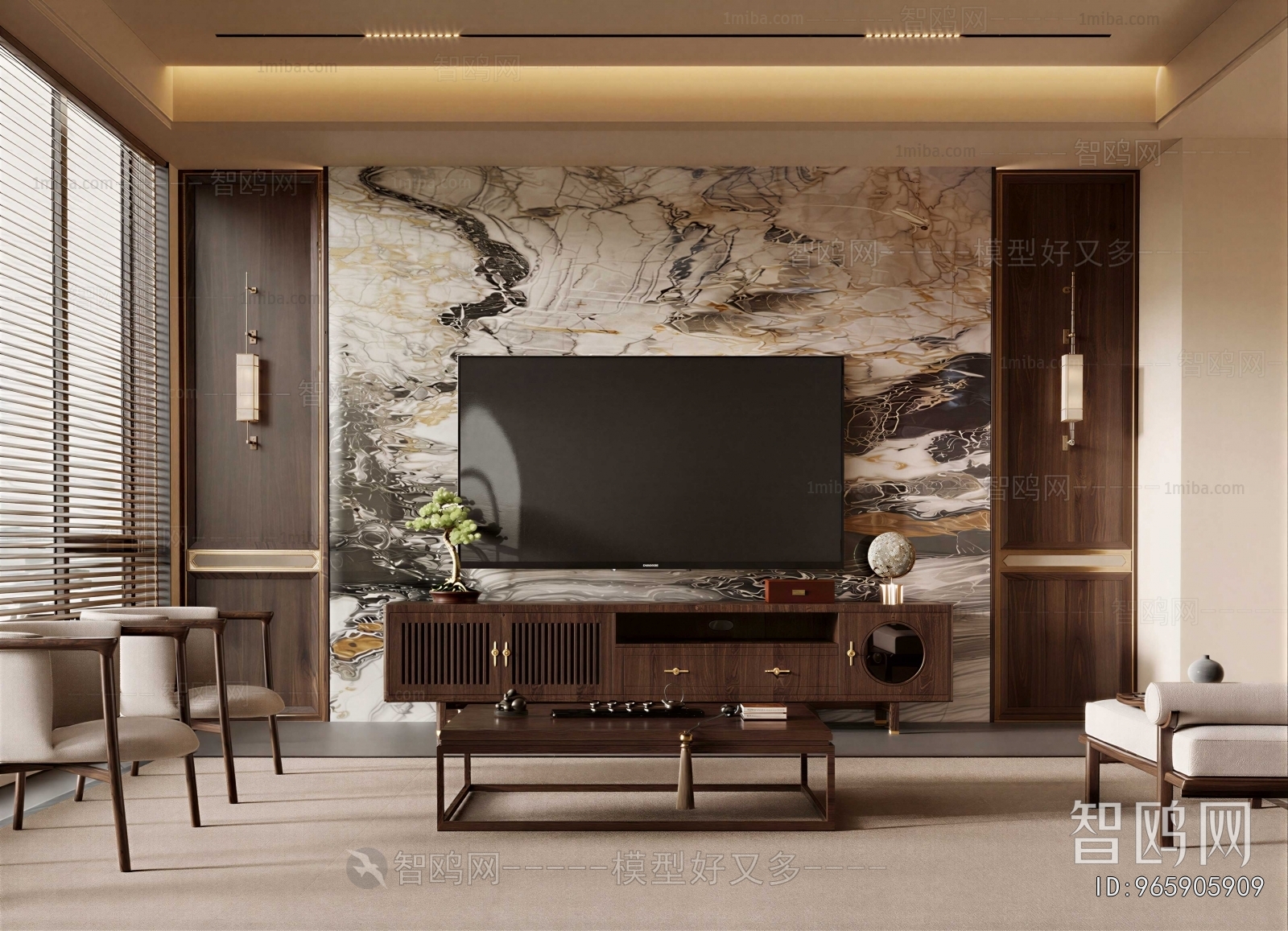 New Chinese Style A Living Room