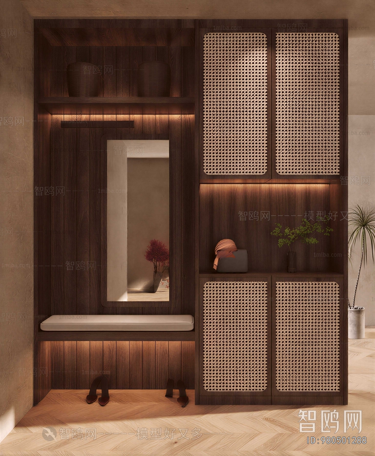 Wabi-sabi Style Shoe Cabinet