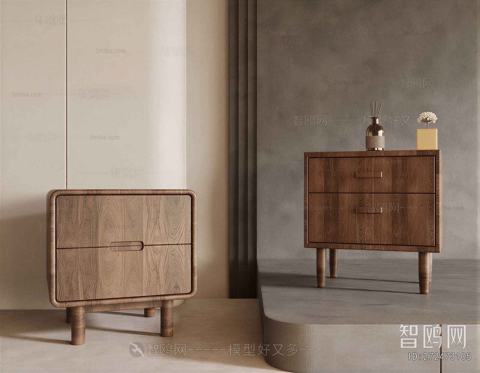 Wabi-sabi Style Bedside Cupboard