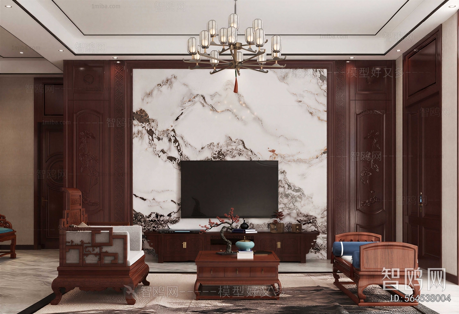 New Chinese Style A Living Room