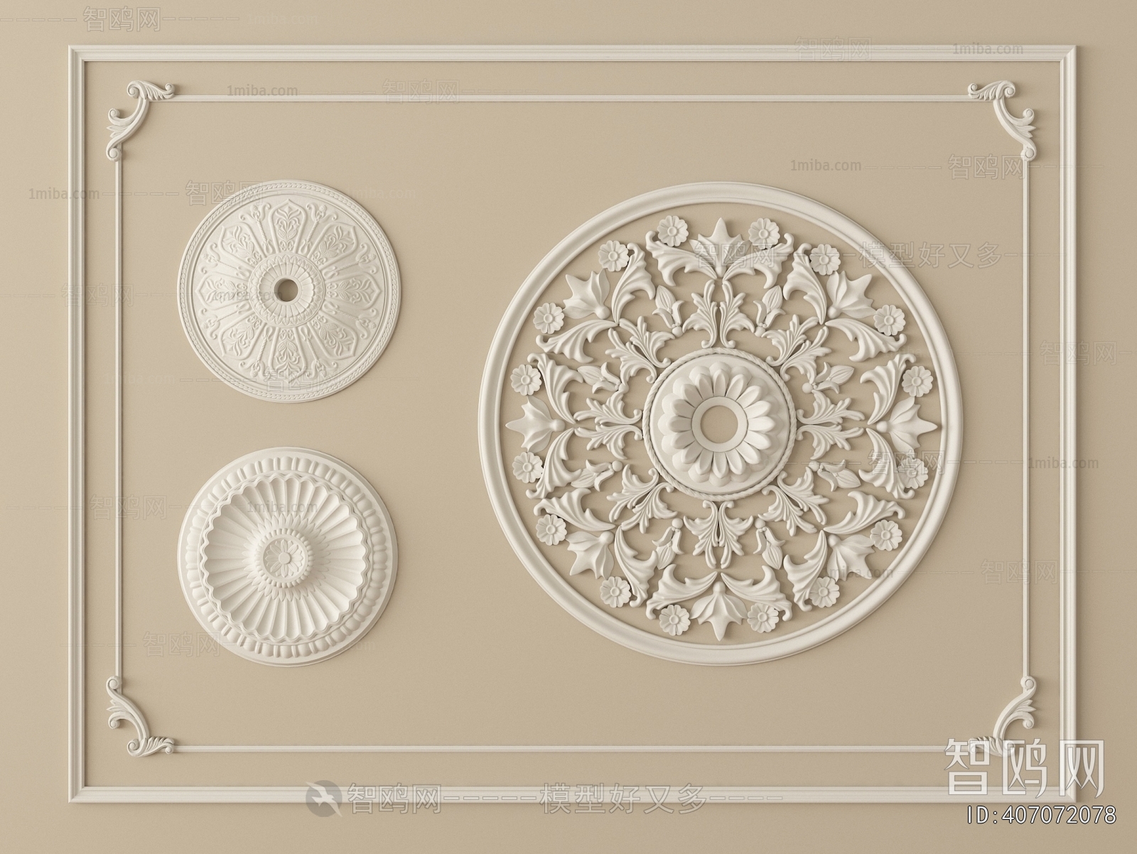 French Style Plaster Carved Top Plate
