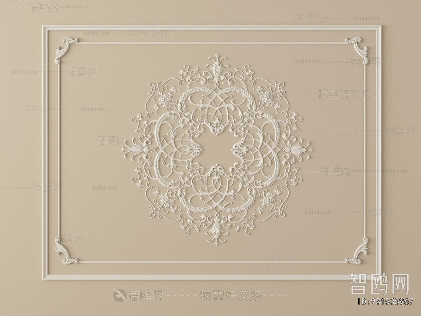 French Style Plaster Carved Top Plate