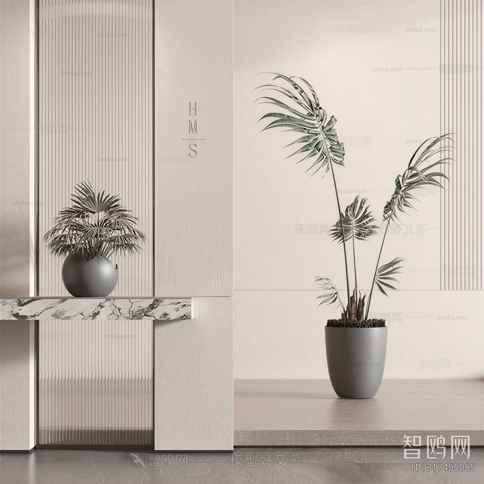 Modern Potted Green Plant