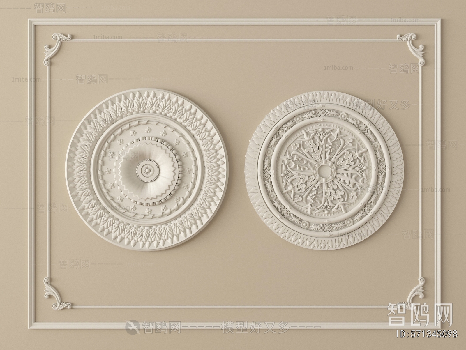 French Style Plaster Carved Top Plate