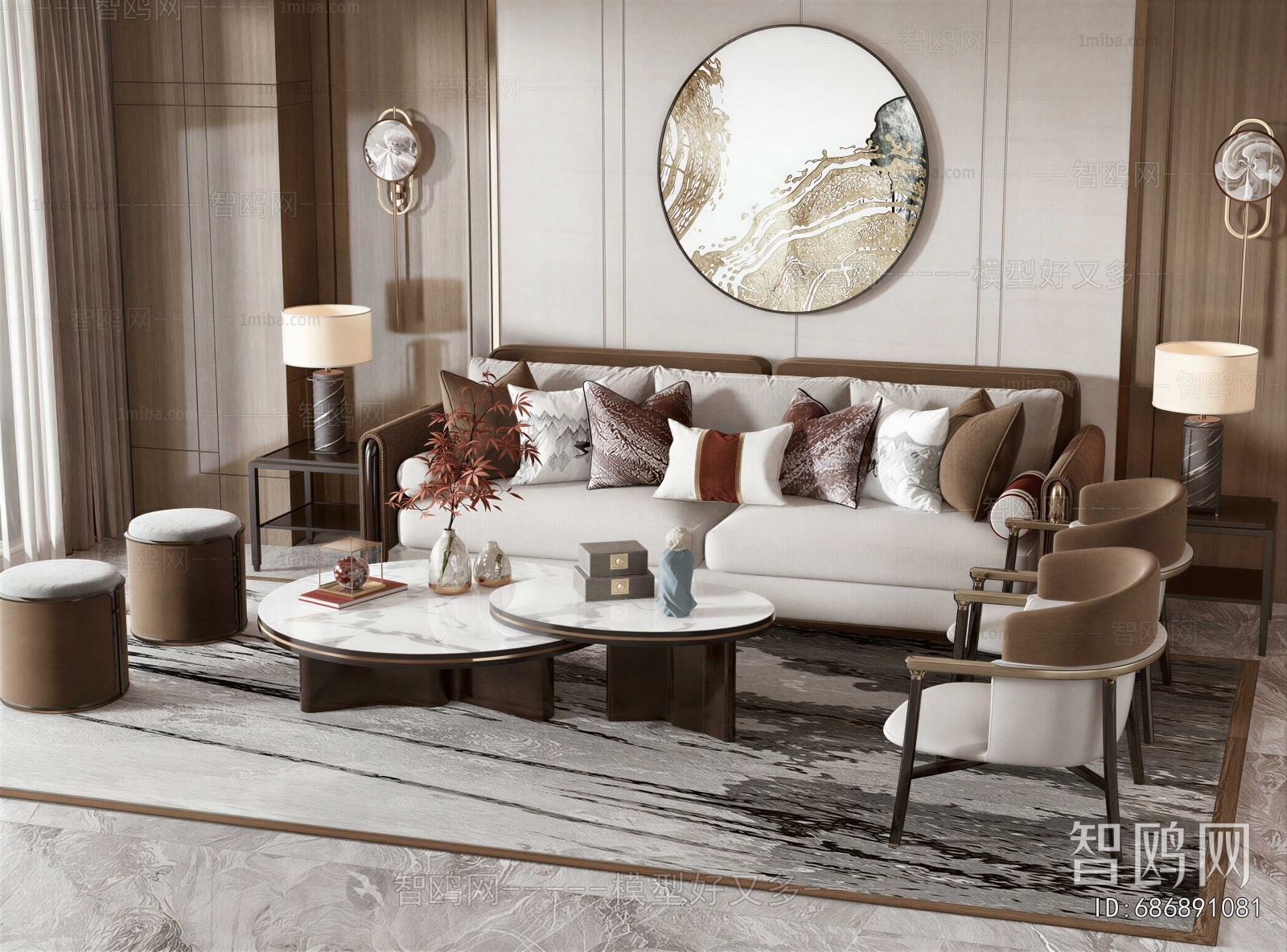 New Chinese Style Sofa Combination