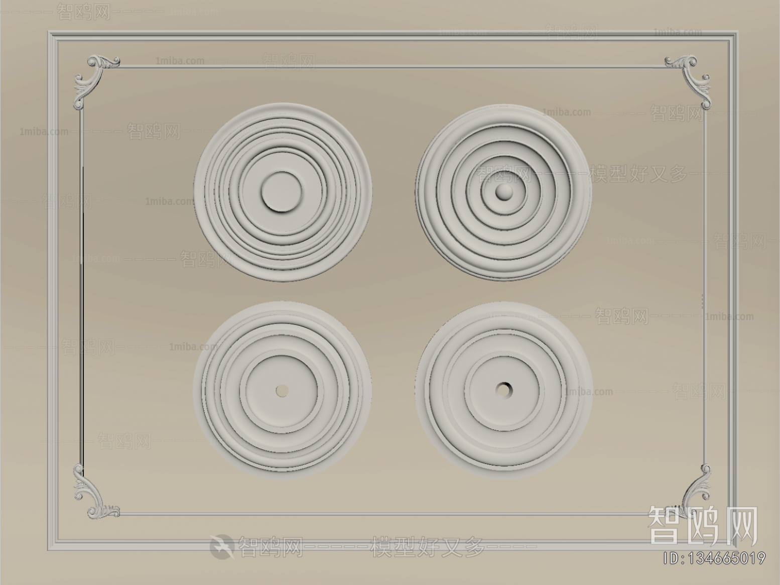 French Style Plaster Carved Top Plate