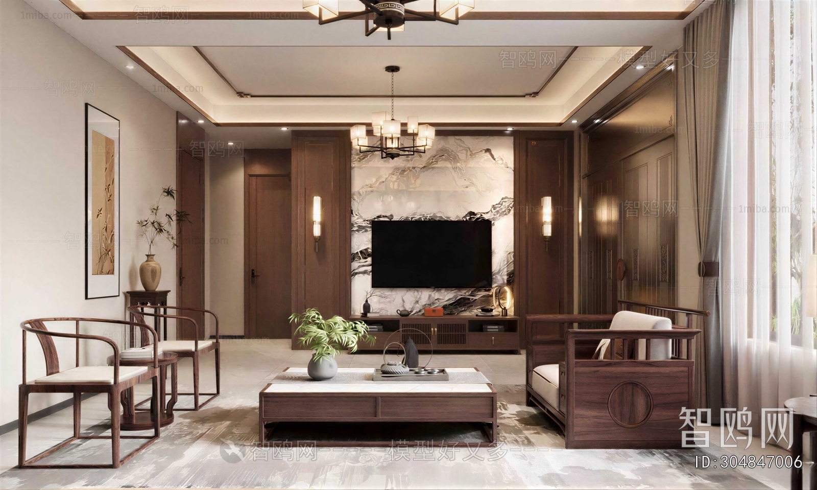 New Chinese Style A Living Room