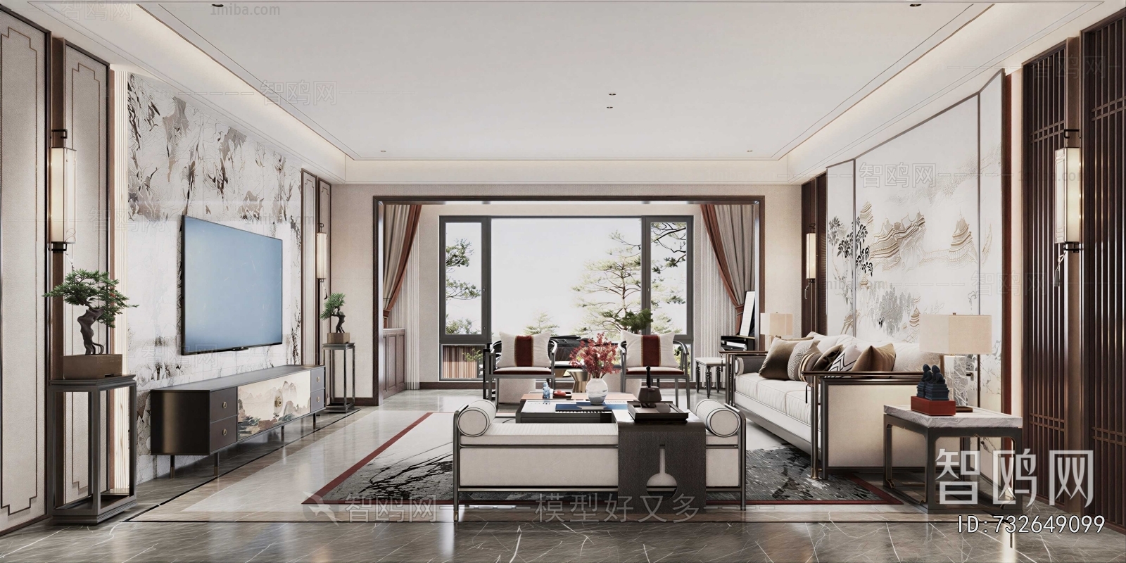 New Chinese Style A Living Room