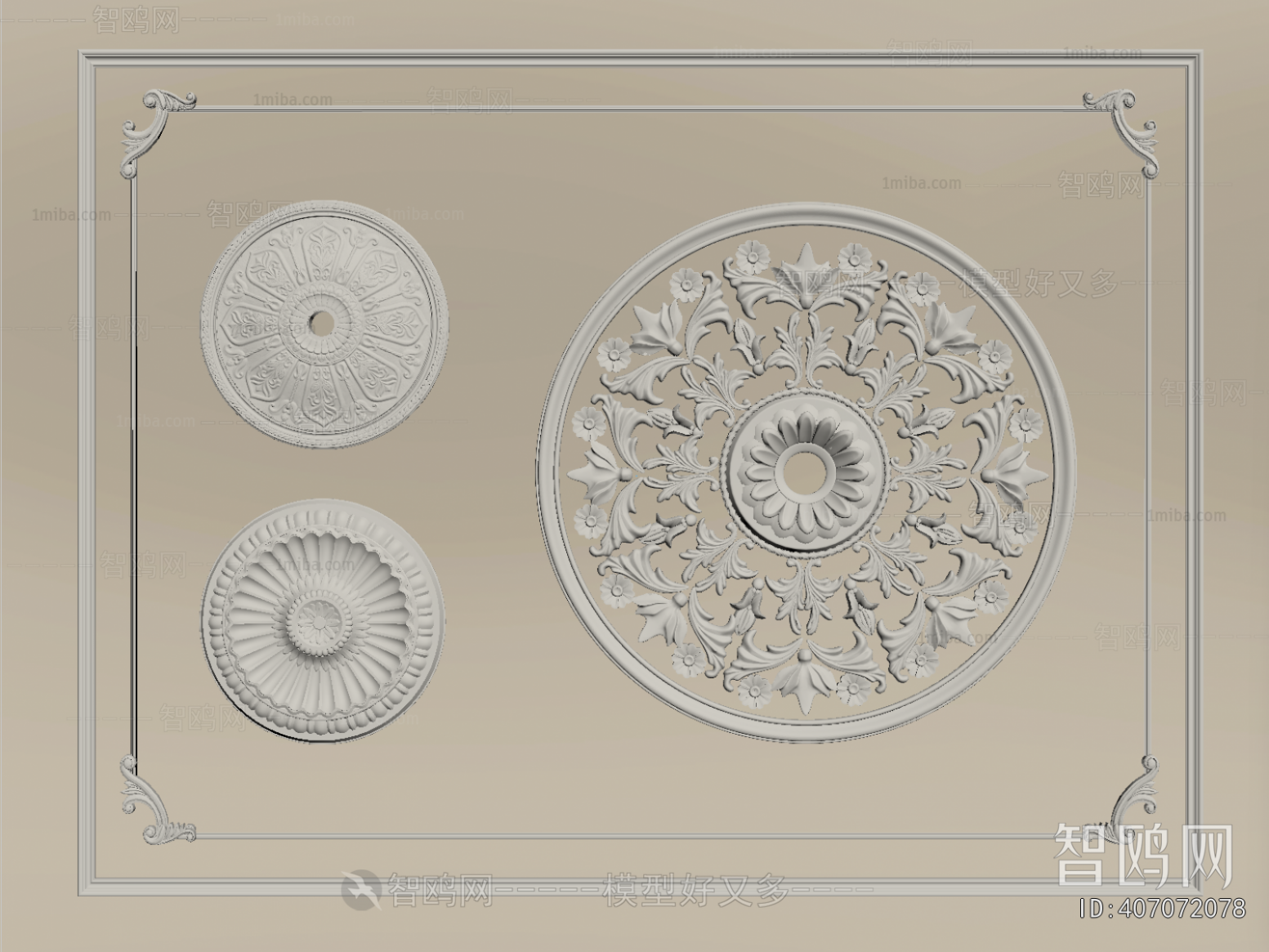 French Style Plaster Carved Top Plate