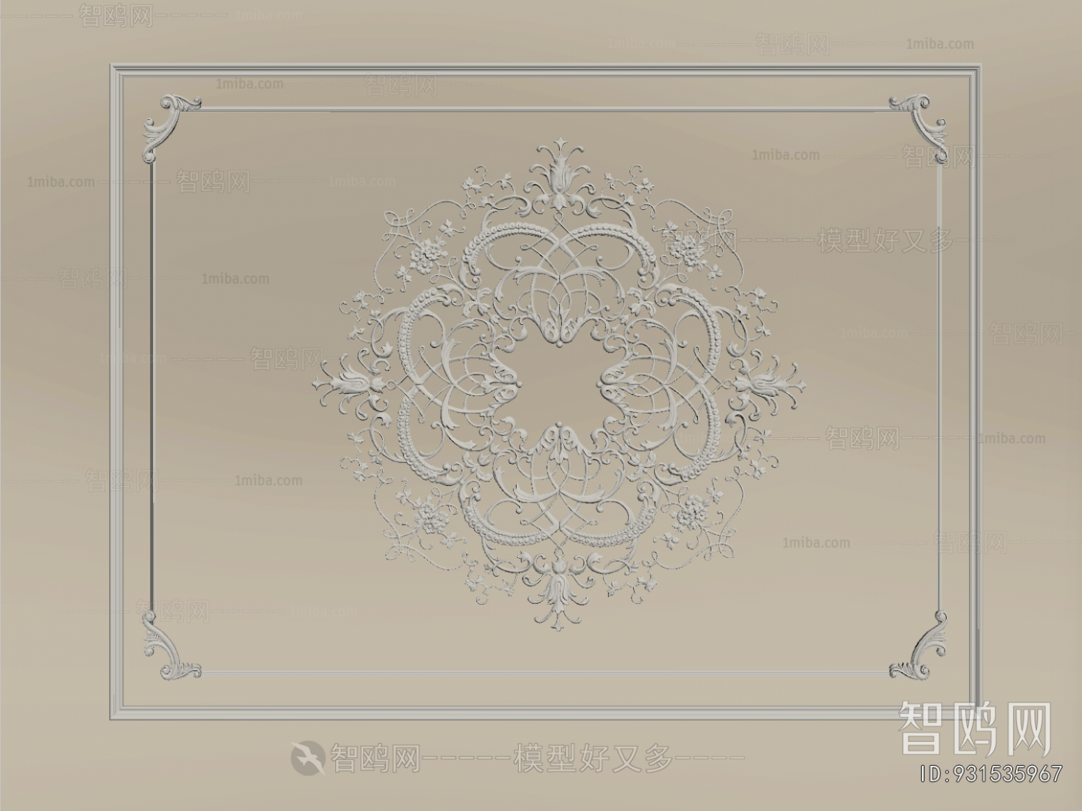 French Style Plaster Carved Top Plate