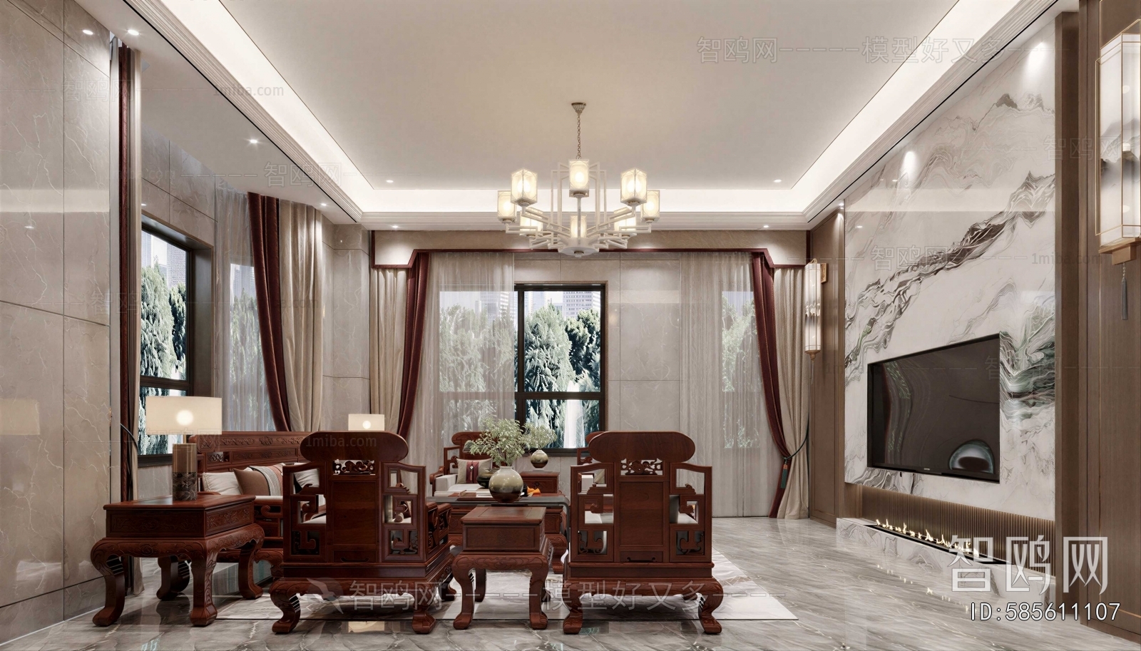 New Chinese Style A Living Room