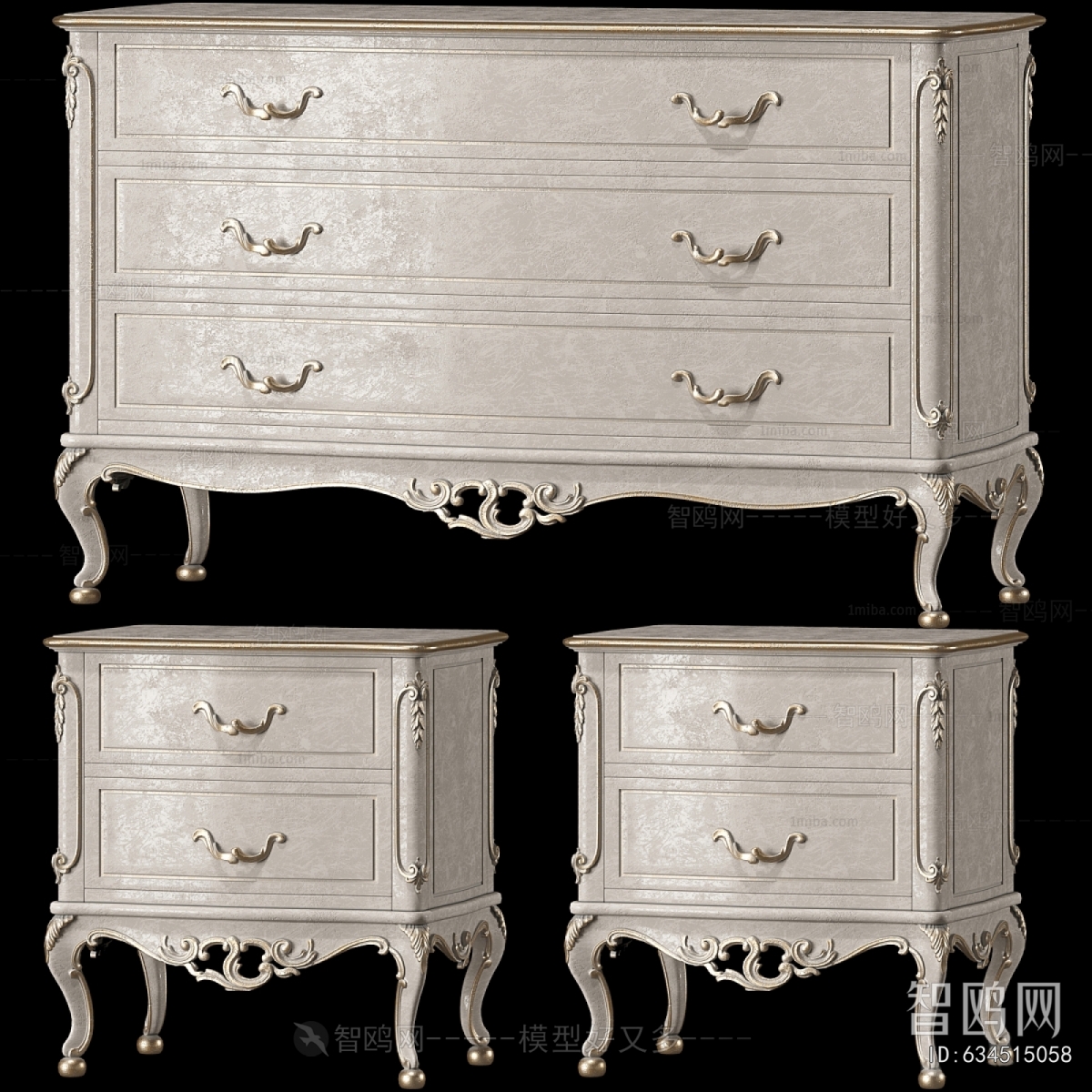 European Style Bedside Cupboard