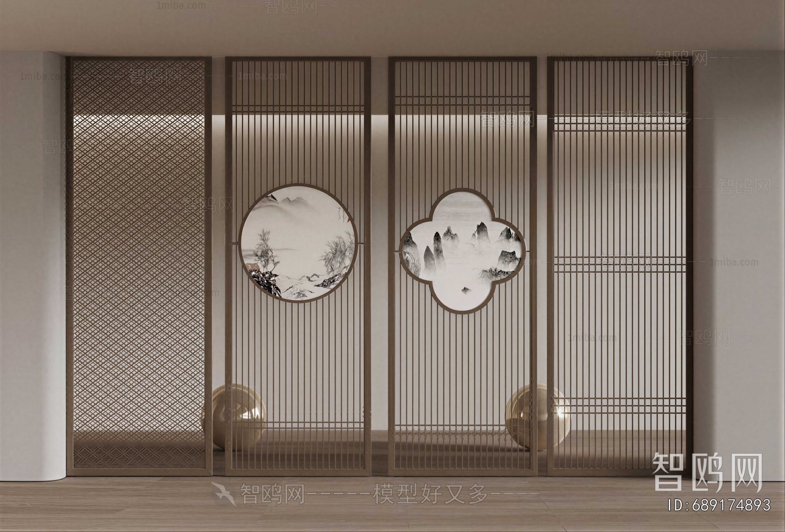 New Chinese Style Wooden Screen Partition