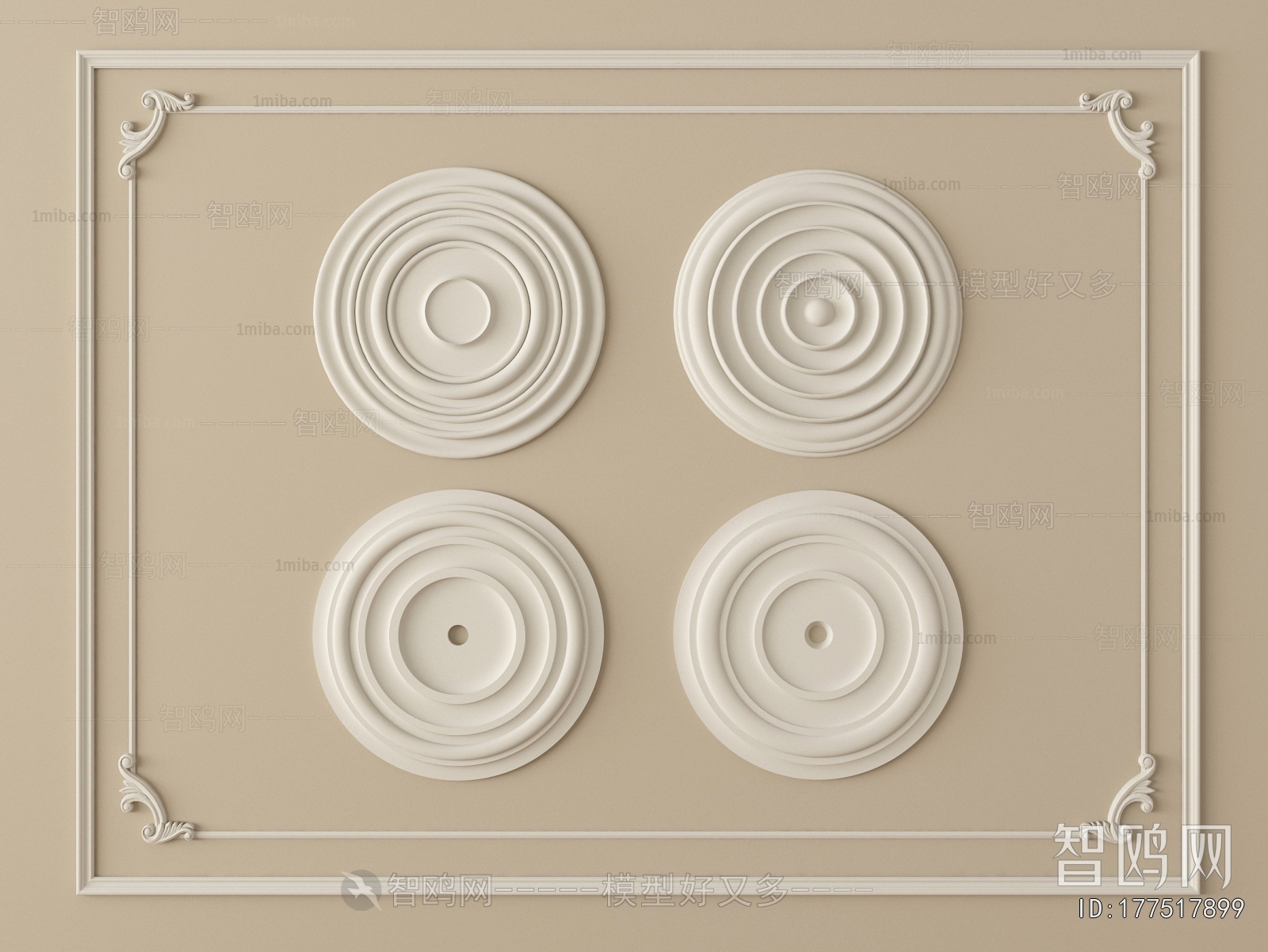 European Style Plaster Carved Top Plate