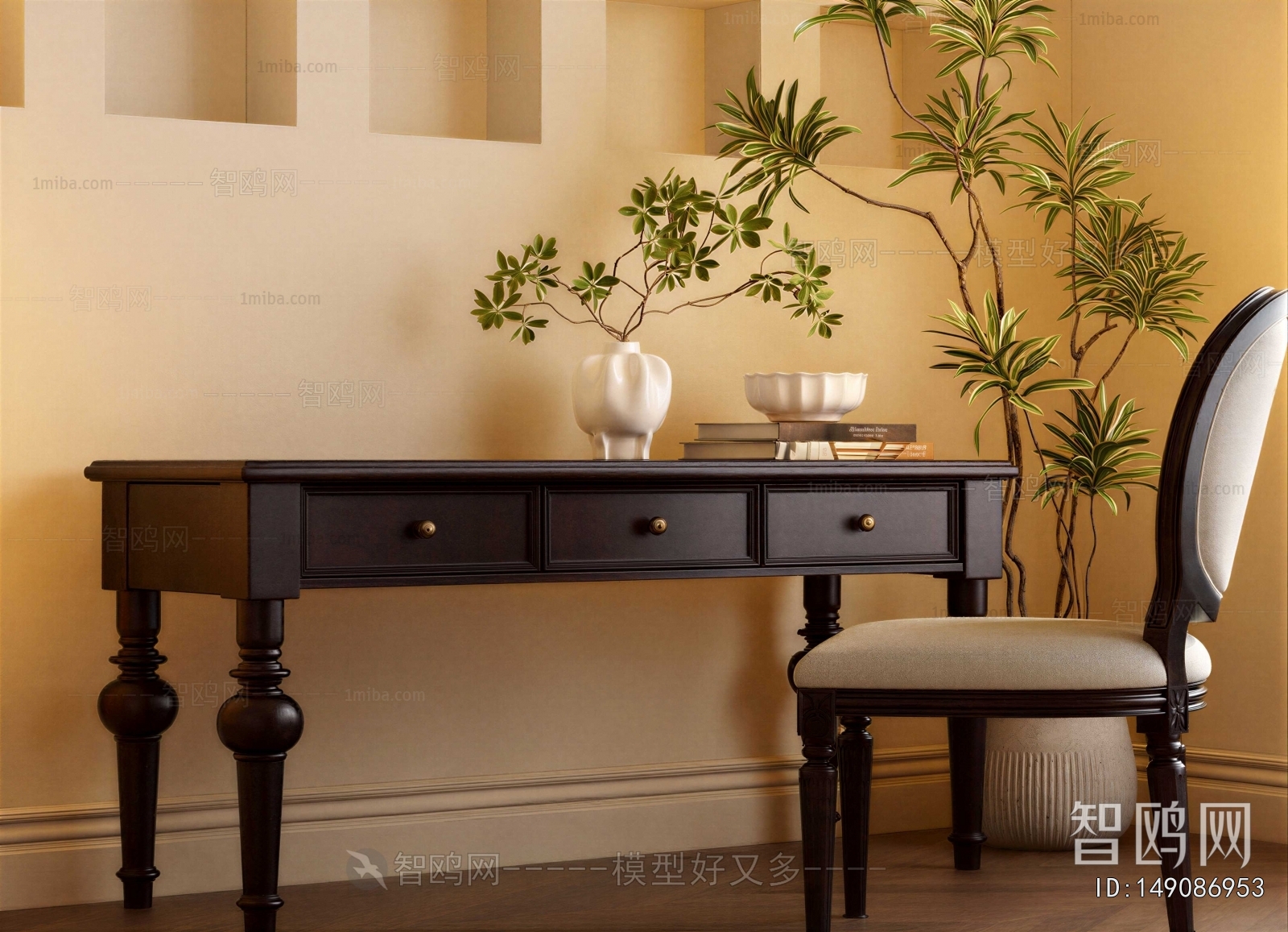 American Style Computer Desk And Chair