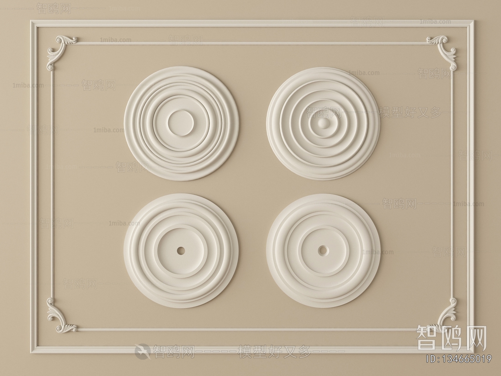 French Style Plaster Carved Top Plate