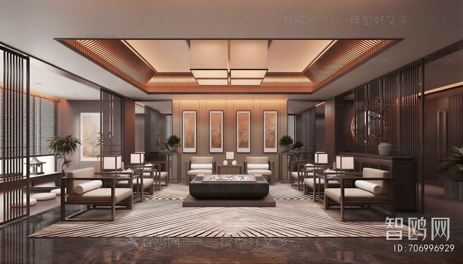 New Chinese Style A Living Room