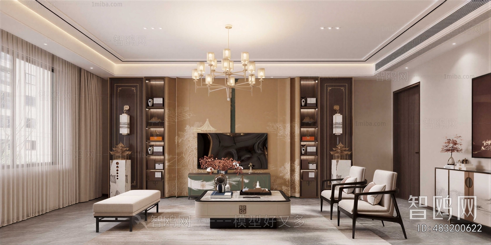 New Chinese Style A Living Room