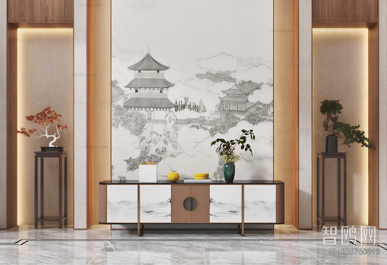 New Chinese Style TV Wall