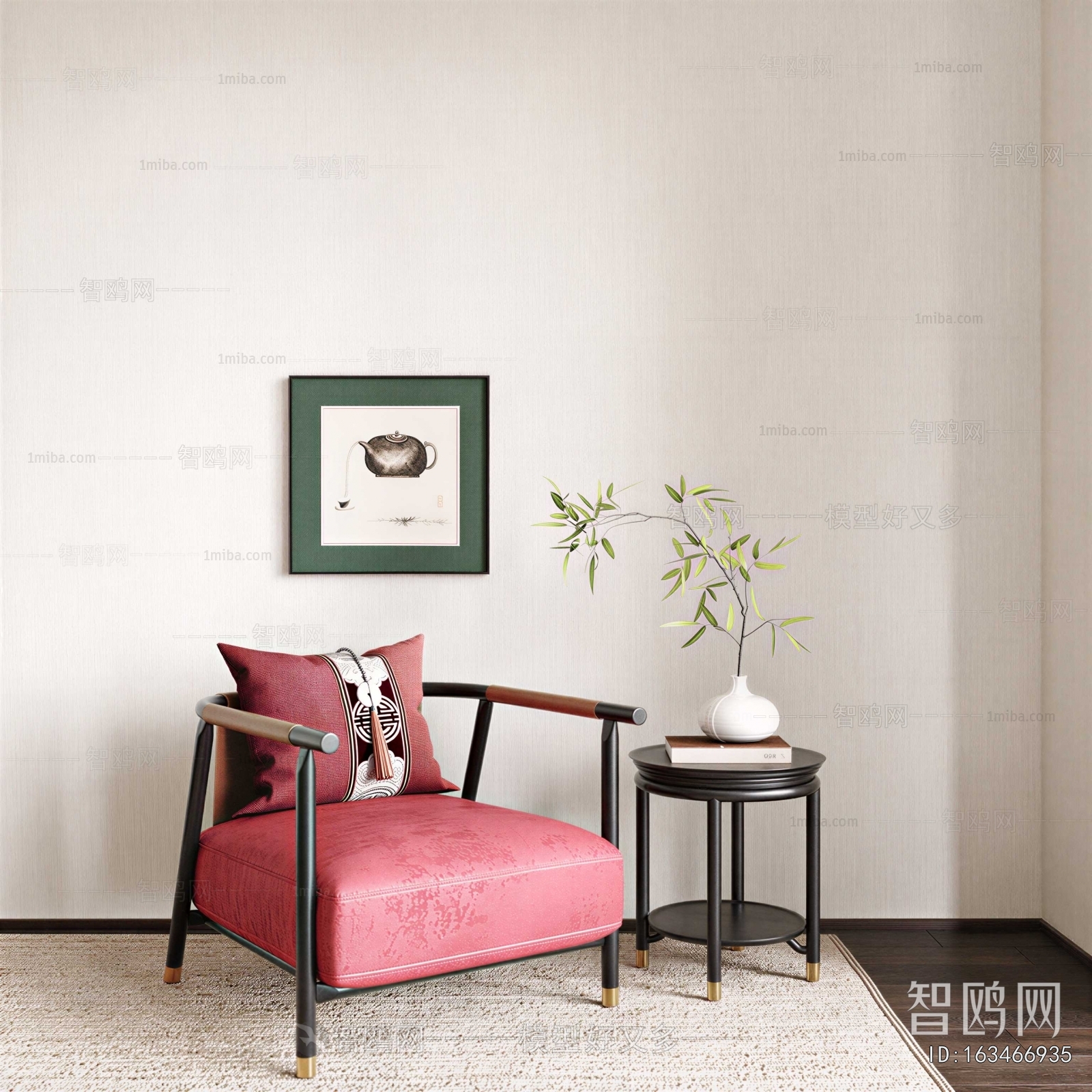 New Chinese Style Single Sofa