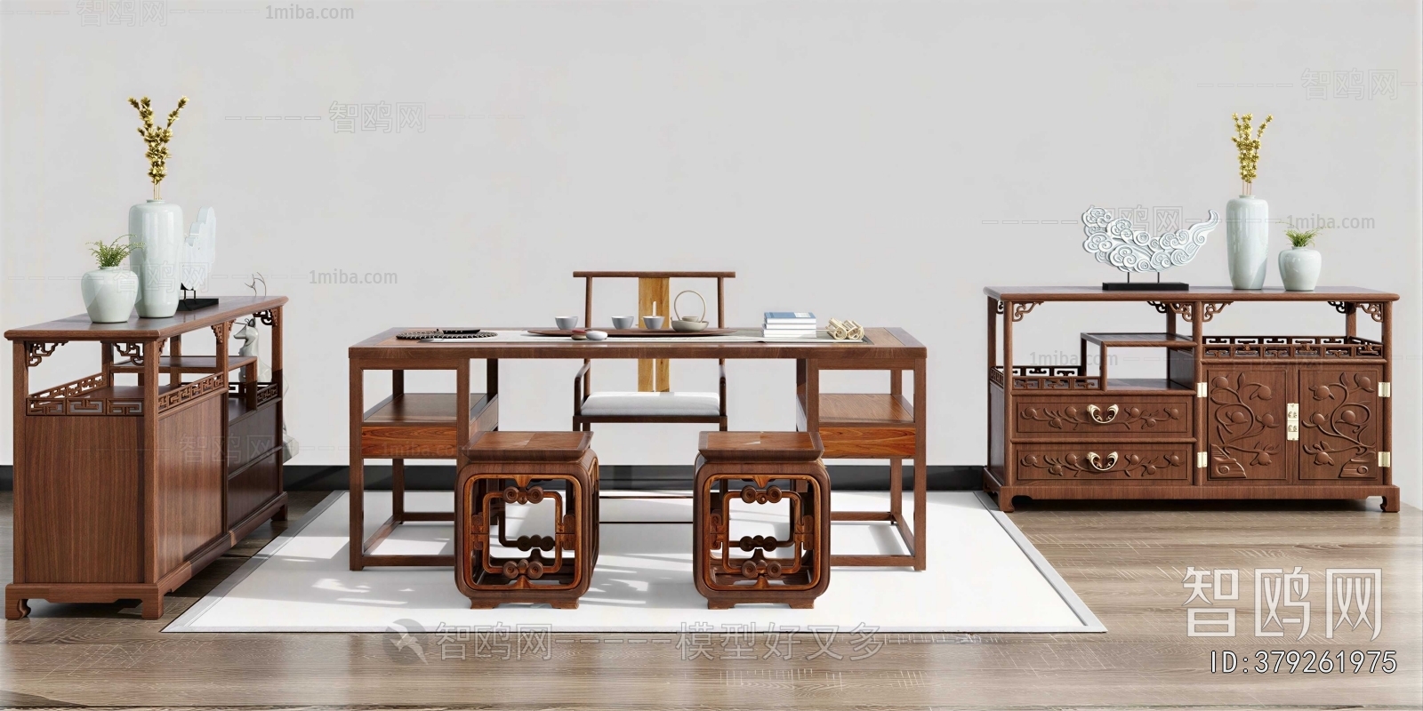 New Chinese Style Computer Desk And Chair