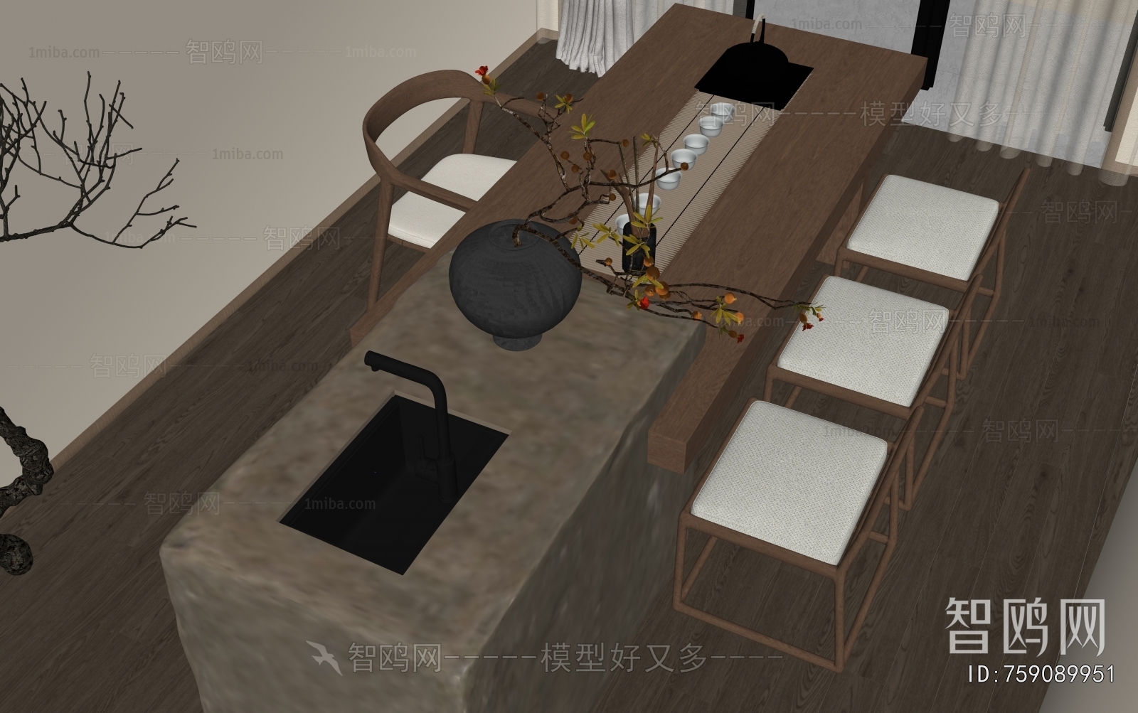 Wabi-sabi Style Tea Tables And Chairs