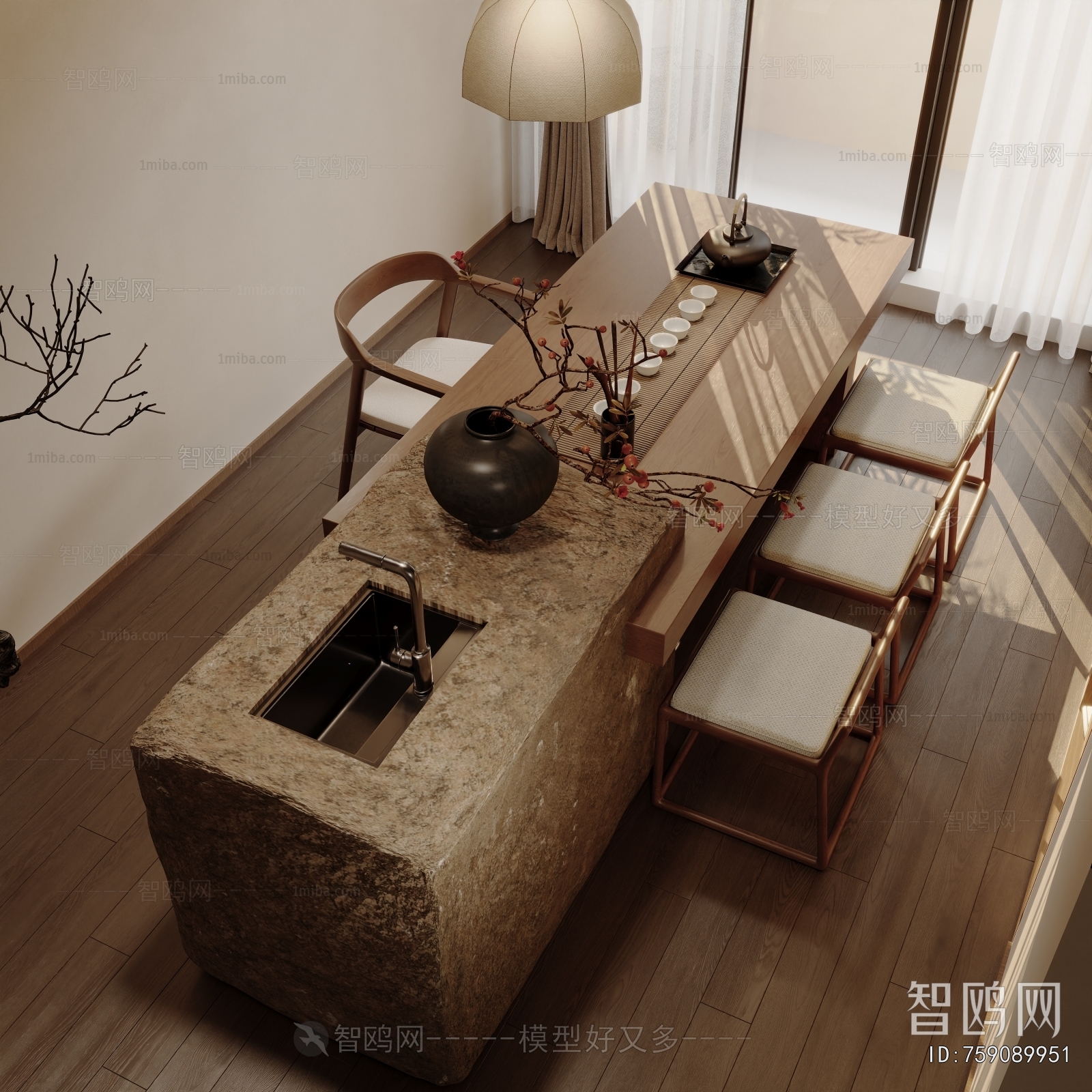 Wabi-sabi Style Tea Tables And Chairs