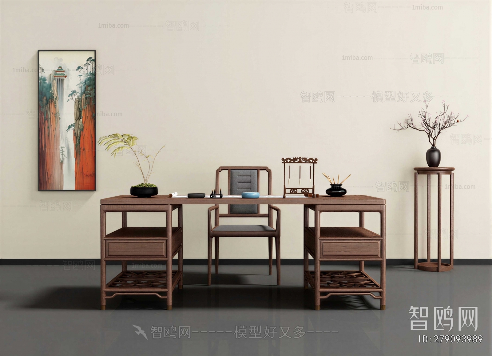 New Chinese Style Computer Desk And Chair