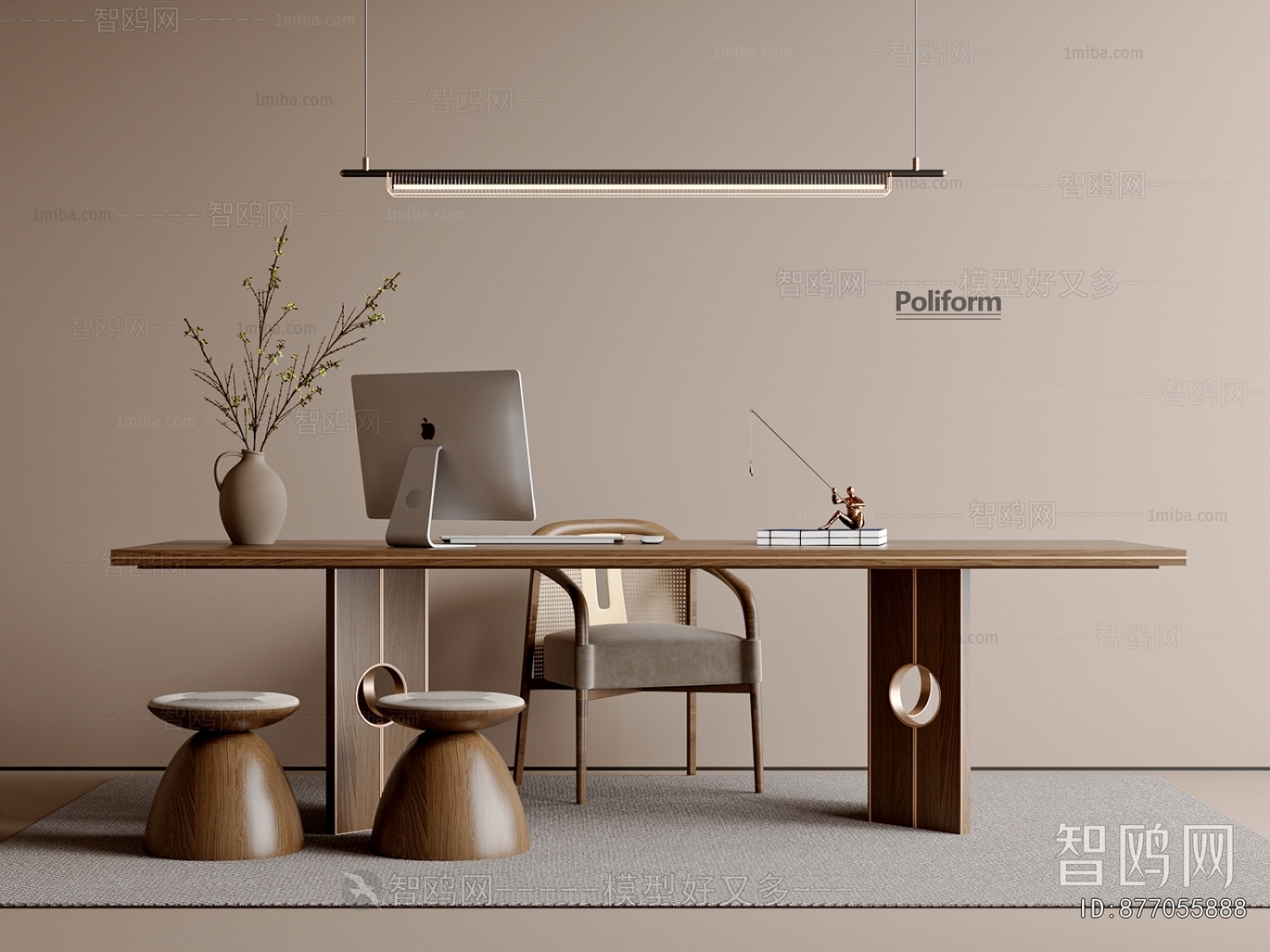 New Chinese Style Computer Desk And Chair