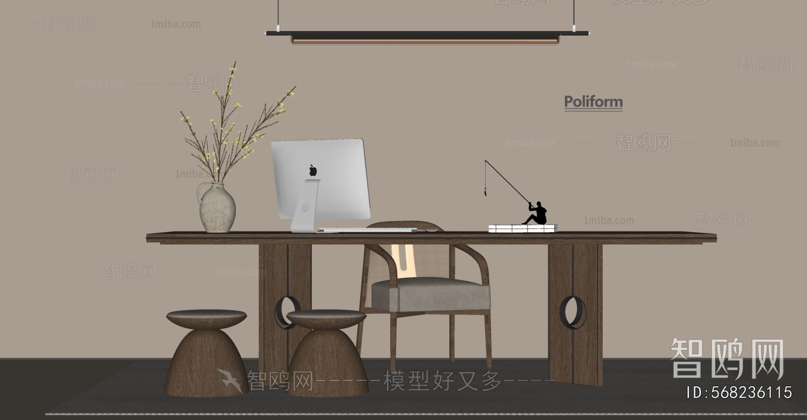 New Chinese Style Computer Desk And Chair